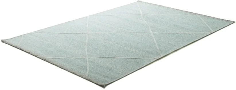 Tenký prírodný geometrický koberec Braderup - svetlo modrý - SANSIBAR STYL