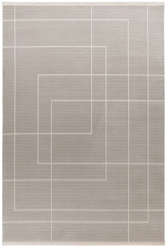 Pruhovaný koberec v striebornej farbe - M