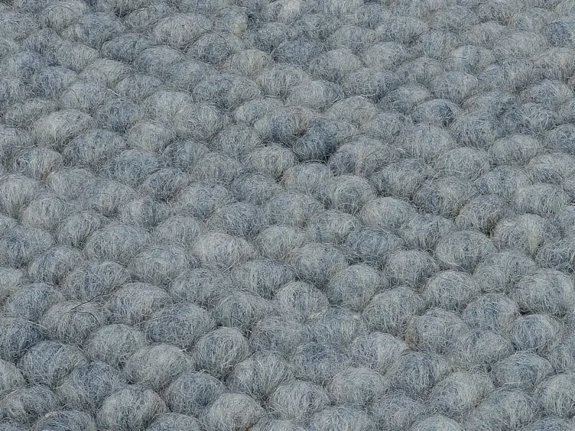 Šedo-modrý vlnený guľôčkový 2,5 metrový behúň - LONG