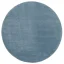 Jednofarebný modrý kruhový koberec s priemerom 200 cm.