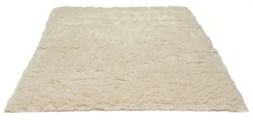 Štvorcový vlnený koberec Flokati Basic - prírodný a chlpatý 1250g/m2