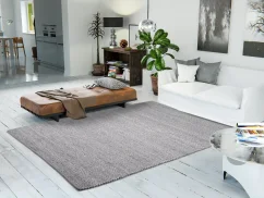Šedý vlnený guľôčkový koberec - M