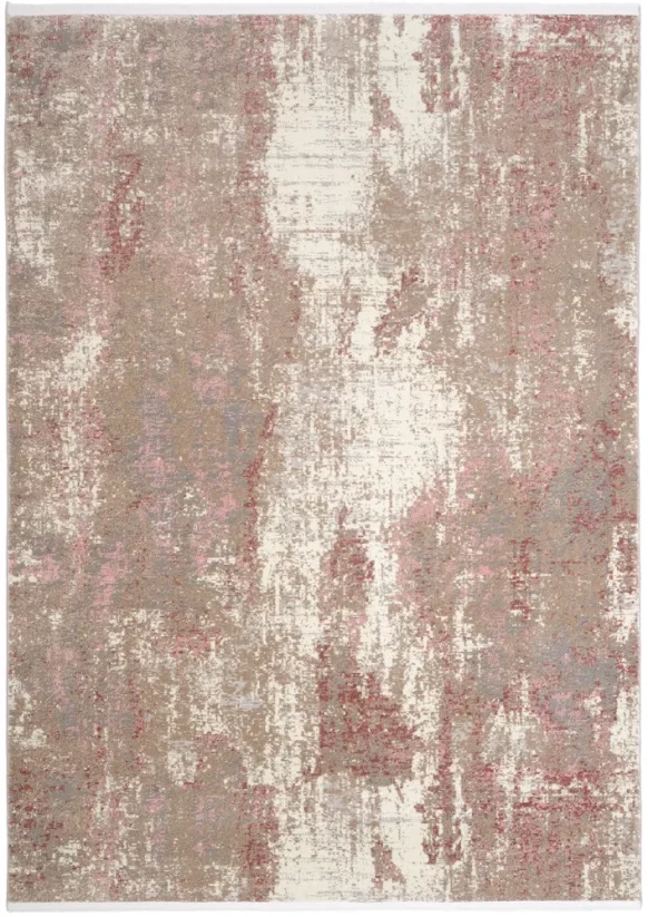 Abstraktný behúň s farebným motívom vo farbách: staro rúžová, béžová, šedá a biela.