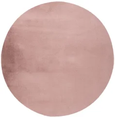 Ružový kruhový koberec z plyšového vlasu, extra príjemný do tvojej izby.