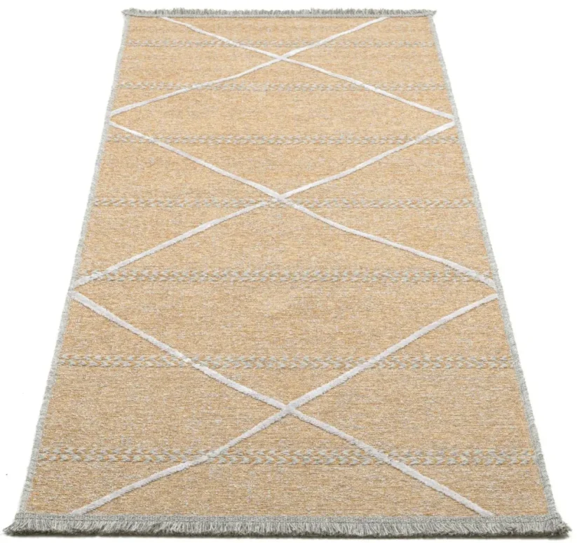 Tenký prírodný geometrický koberec Braderup - zlatý - SANSIBAR STYL