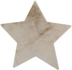 Béžový koberček z plyšového materiálu v béžovej farbe v tvare hviezda.