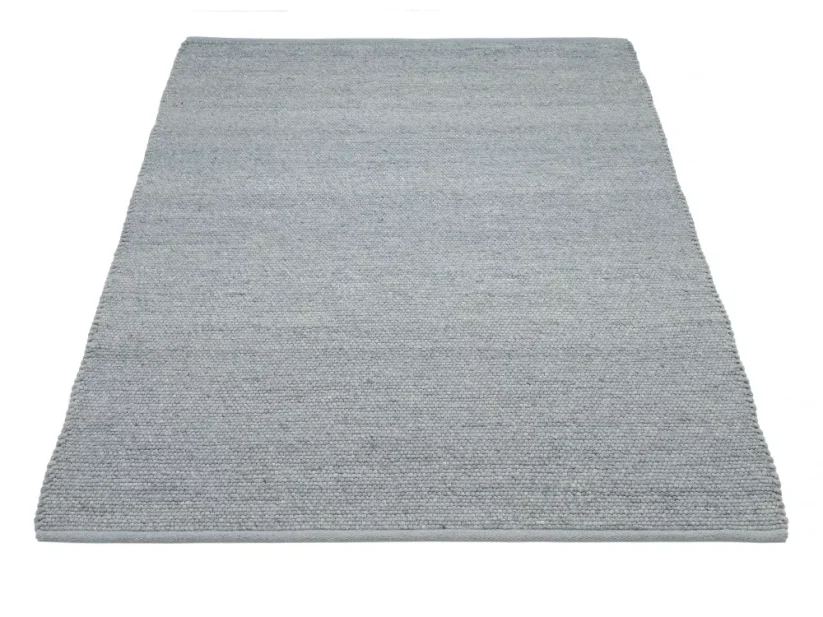 Šedo-modrý vlnený guľôčkový štvorcový koberec - M