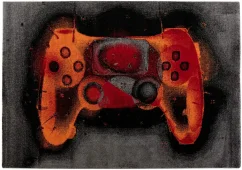 Čierno oranžový koberec PLAY - M