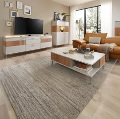 Pásikavý šedý vlnený koberec San Diego