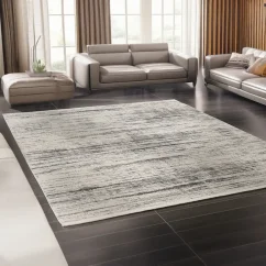 Luxusný koberec bielo šedý s pásikmi - SkyBest
