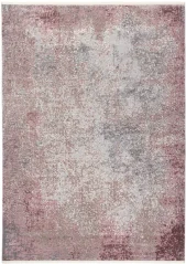 Veľký koberec do vhodný do jedálne v šedo ružovom prevedení.