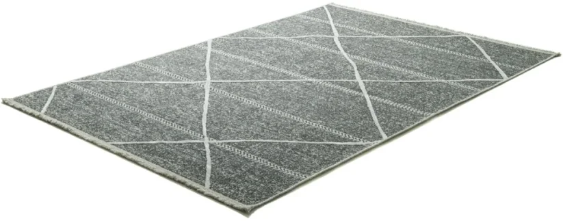 Tenký prírodný geometrický koberec Braderup - antracitový - SANSIBAR STYL