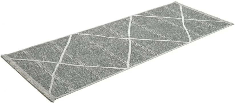 Tenký prírodný geometrický koberec Braderup - antracitový - SANSIBAR STYL