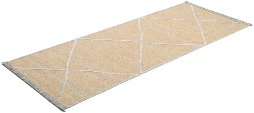Tenký prírodný geometrický koberec Braderup - zlatý - SANSIBAR STYL