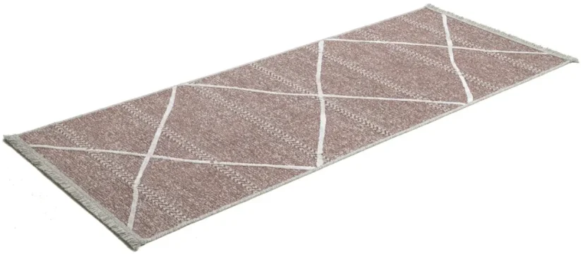Tenký prírodný geometrický koberec Braderup - naturálne červený - SANSIBAR STYL