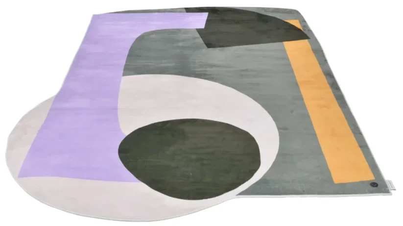 Tenký bláznivý zeleno fialový koberec Shapes s grafickým motívom EIGHT - TOM TAILOR - M