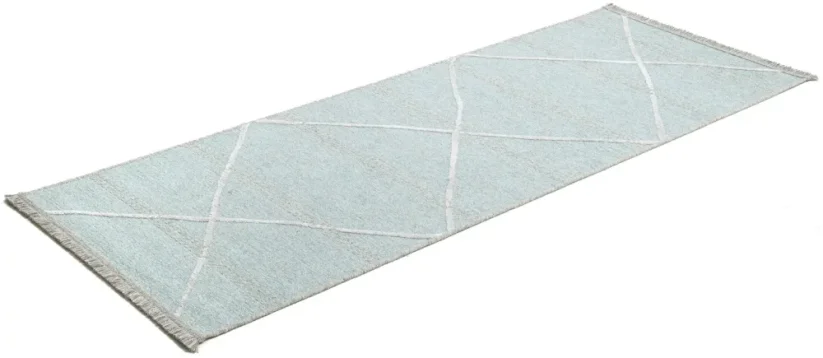Tenký prírodný geometrický koberec Braderup - svetlo modrý - SANSIBAR STYL