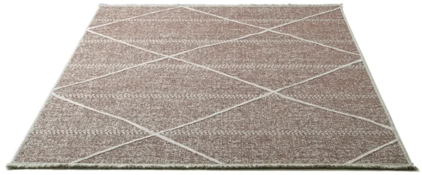 Tenký prírodný geometrický koberec Braderup - naturálne červený - SANSIBAR STYL