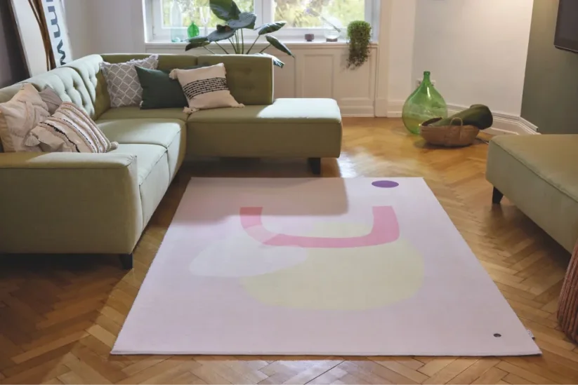 Tenký ružový koberec Shapes s grafickým motívom SIX - TOM TAILOR - M
