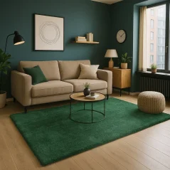 Tmavo zelený Shaggy koberec Cozy - TOM TAILOR