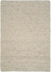 Béžový vlnený guľôčkový koberec do spálne - L