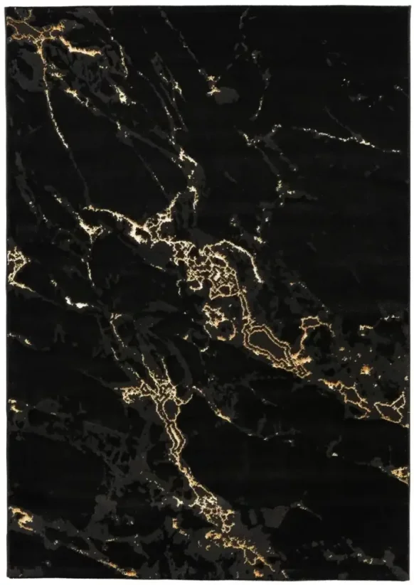 Dlhý elegantný čierny koberec Mramor - LONG